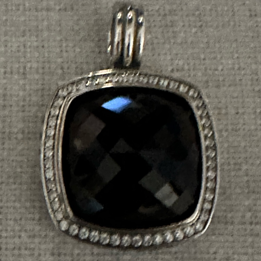 David Yurman Amethyst pendant enhancer with pave diamonds